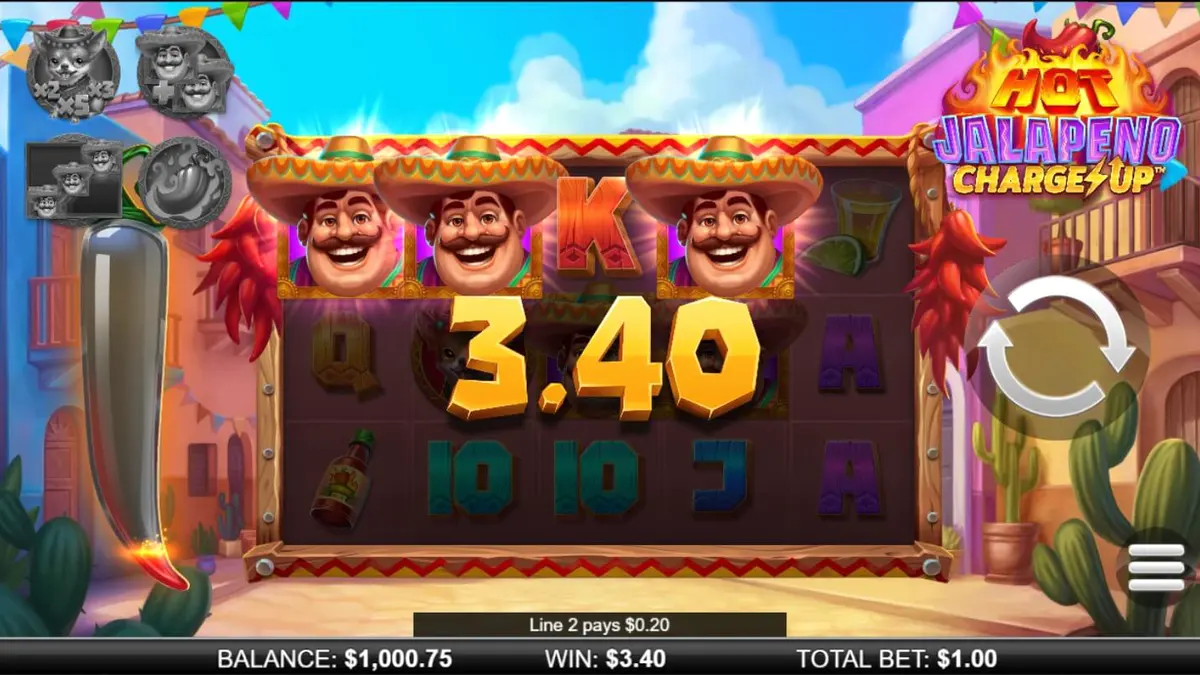 Giao diện lễ hội Mexico rực rỡ trong game Hot Jalapeño Charge Up
